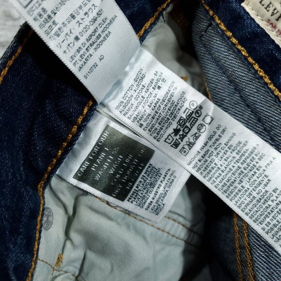 Levi's Premium Ankle Column Denim Midi Jean Skirt Size 24 Dark Wash Blue - Picture 7 of 10